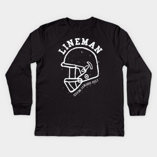 lineman serving pancakes daily foot ball helmet Kids Long Sleeve T-Shirt